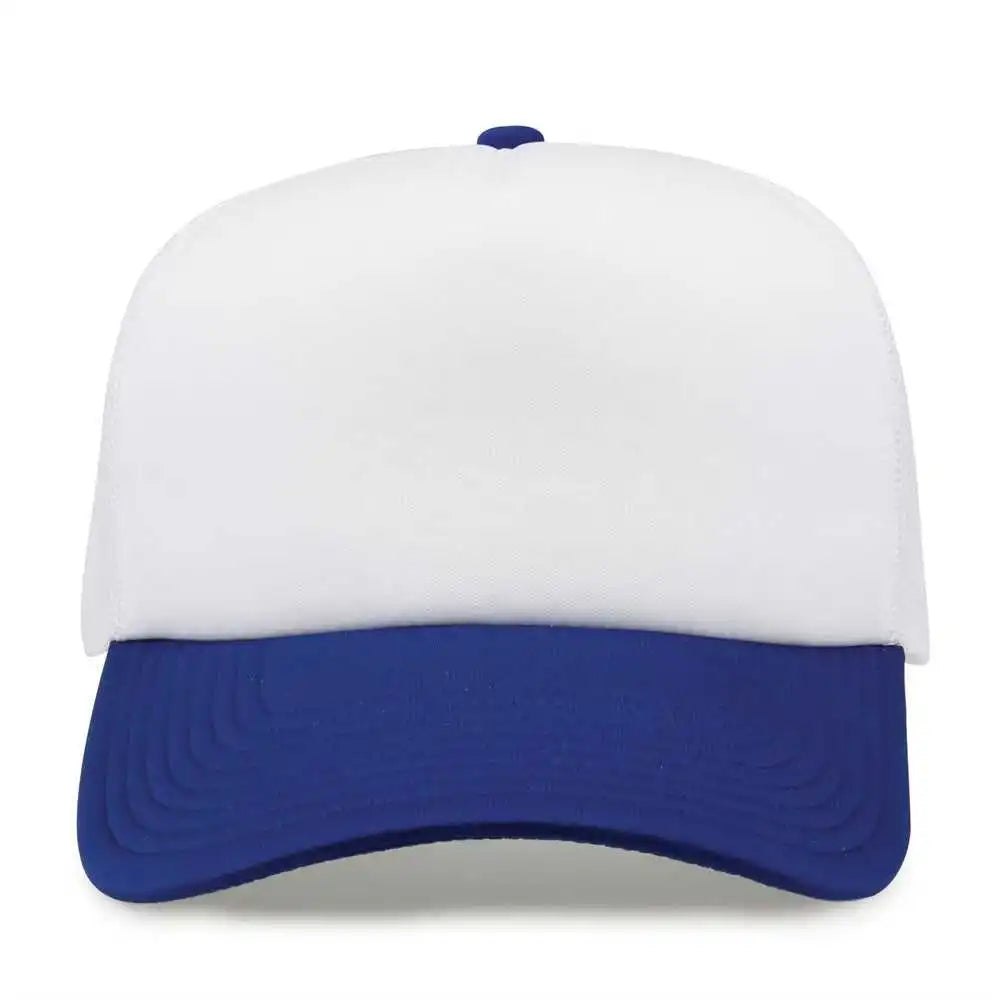 The Game Gb473 Foam Front Trucker Cap White Royal / one Size Fits Most