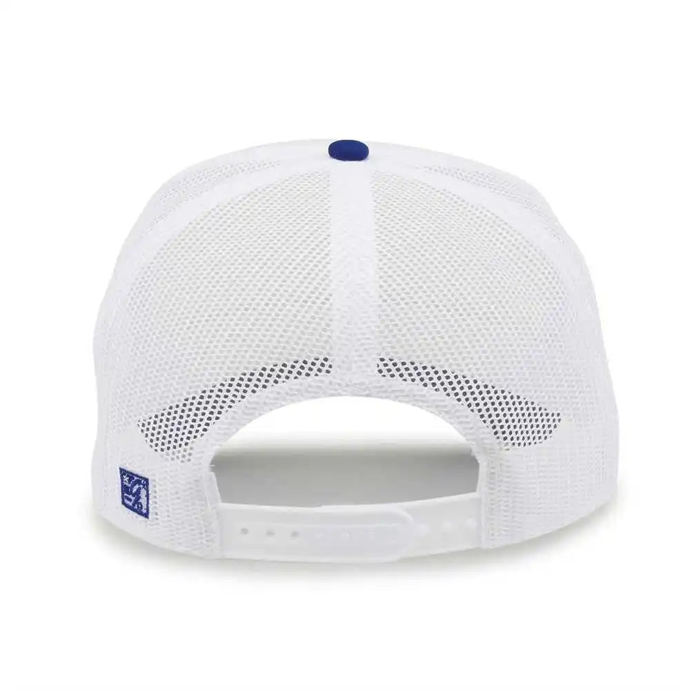 The Game Gb473 Foam Front Trucker Cap White Royal / one Size Fits Most