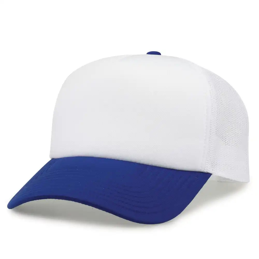 The Game Gb473 Foam Front Trucker Cap White Royal / one Size Fits Most
