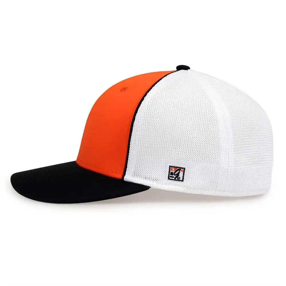The Game Gb483p on Field Gamechanger with Piping &amp; Diamond Mesh Cap Orange Black