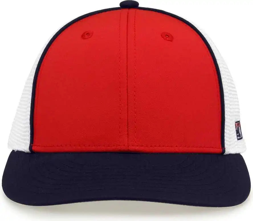 The Game Gb483p on Field Gamechanger with Piping &amp; Diamond Mesh Cap Red Navy