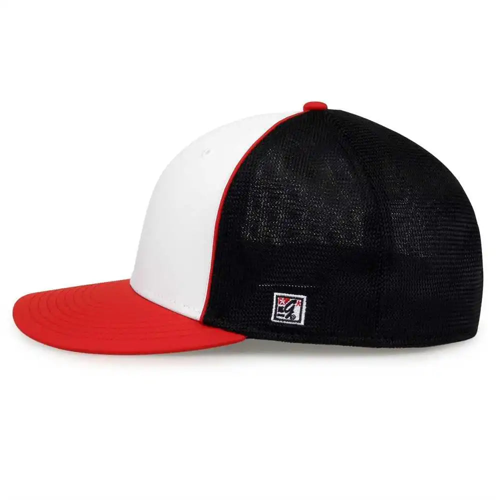 The Game Gb483p on Field Gamechanger with Piping &amp; Diamond Mesh Cap White Red Black