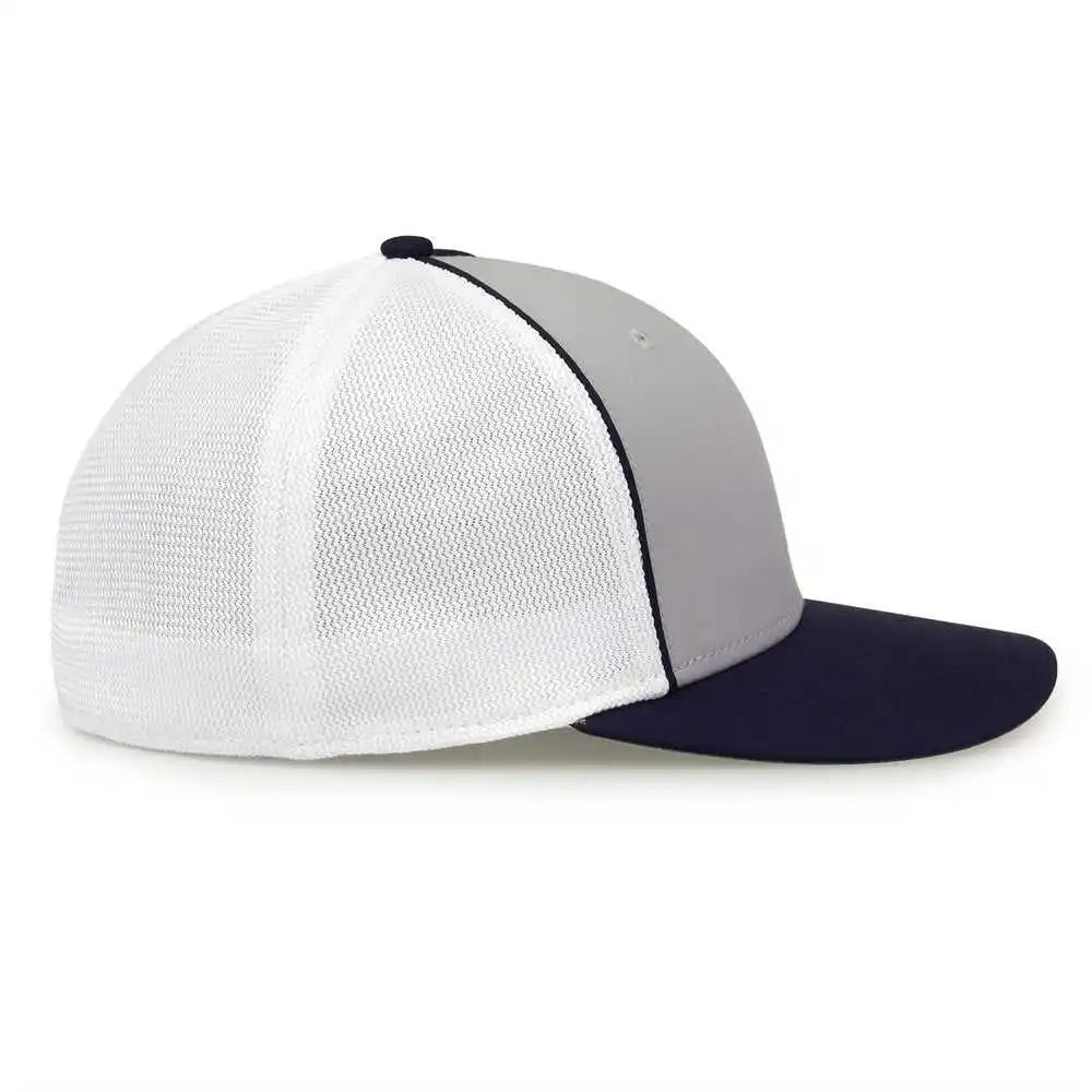 The Game Gb483p on Field Gamechanger with Piping &amp; Diamond Mesh Cap Grey Navy