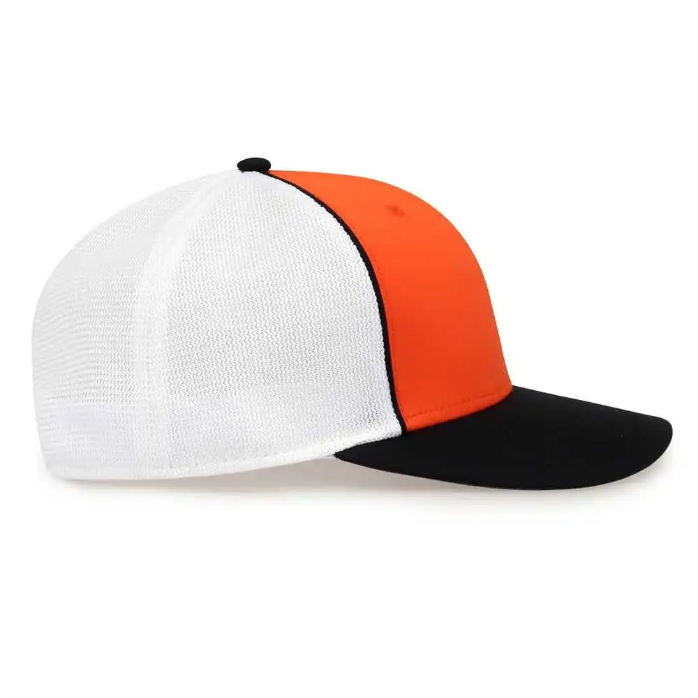 The Game Gb483p on Field Gamechanger with Piping &amp; Diamond Mesh Cap Orange Black