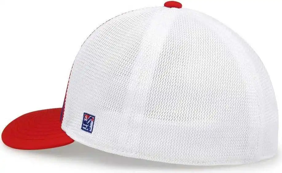 The Game Gb483p on Field Gamechanger with Piping &amp; Diamond Mesh Cap Royal Red