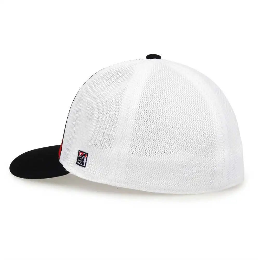 The Game Gb483p on Field Gamechanger with Piping &amp; Diamond Mesh Cap Red Black