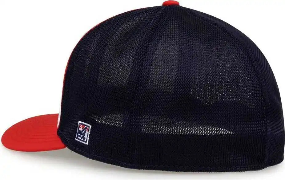 The Game Gb483p on Field Gamechanger with Piping &amp; Diamond Mesh Cap White Red Navy