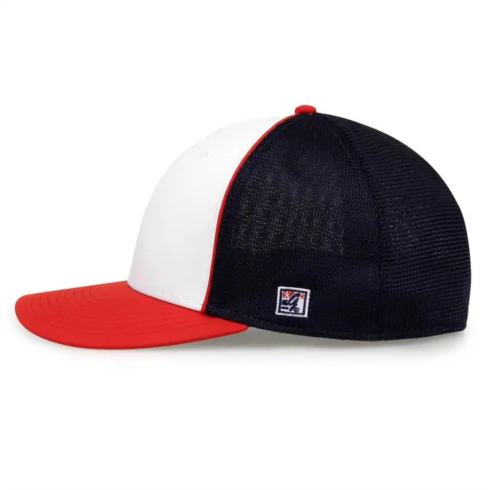 The Game Gb483p on Field Gamechanger with Piping &amp; Diamond Mesh Cap White Red Navy