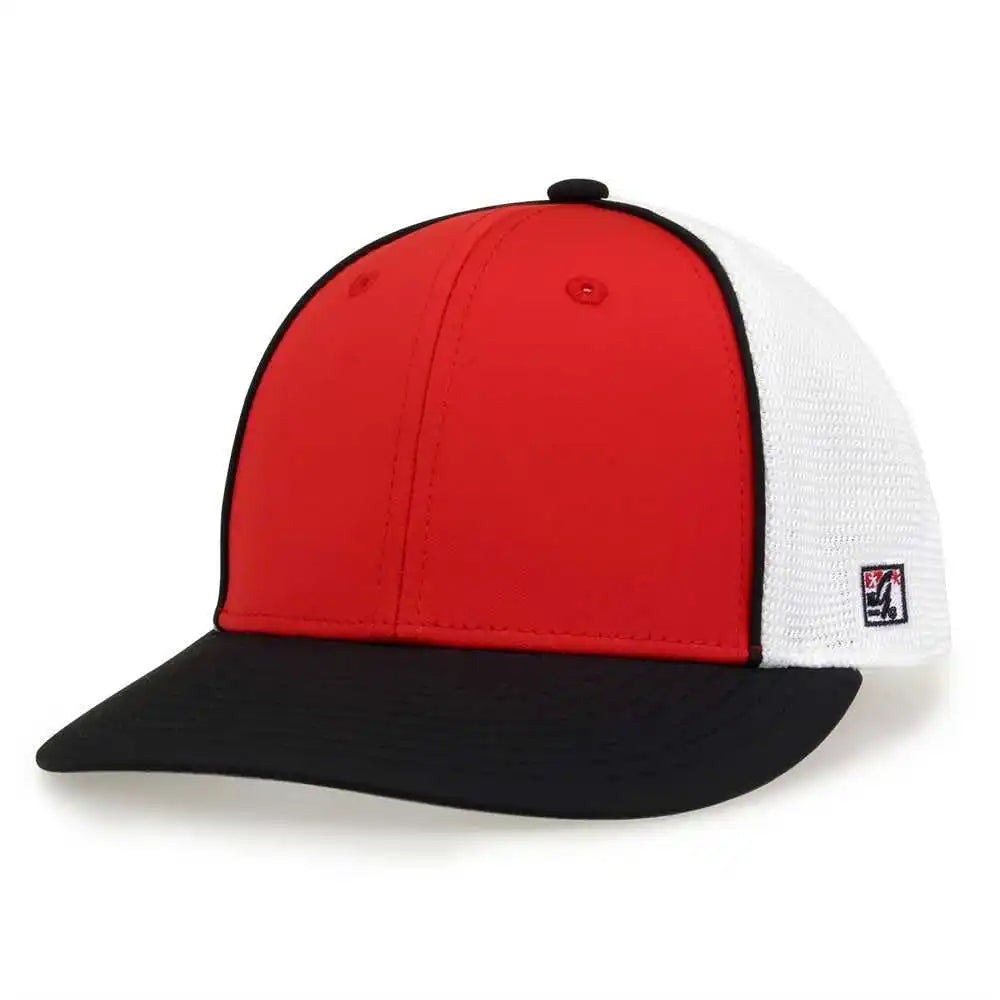 The Game Gb483p on Field Gamechanger with Piping &amp; Diamond Mesh Cap Red Black