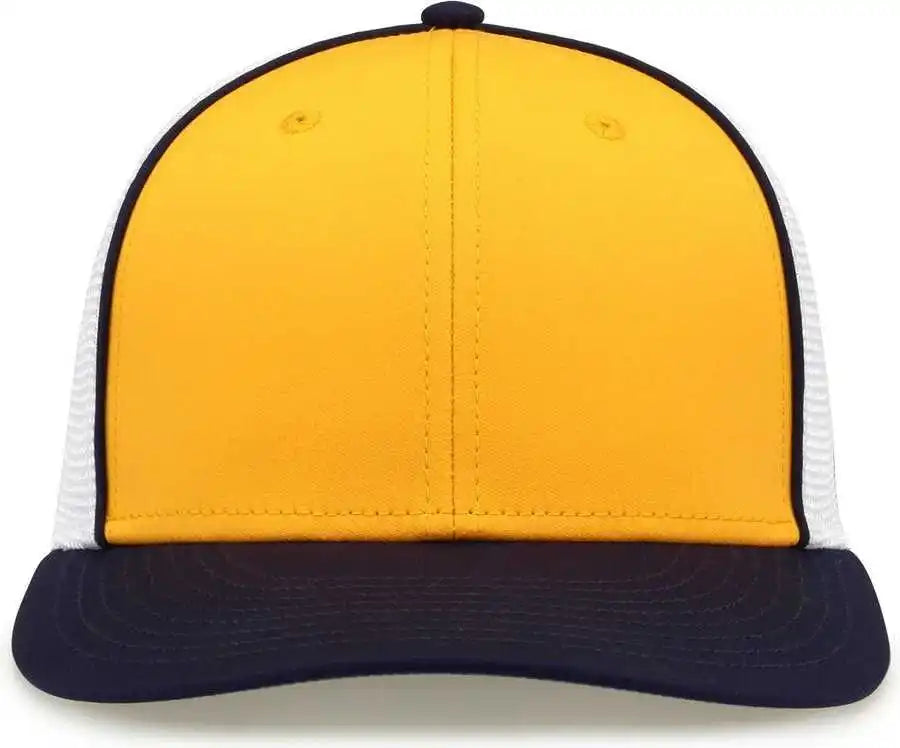 The Game Gb483p on Field Gamechanger with Piping & Diamond Mesh Cap Athletic Gold Navy Black / 6 1/2’’ 3/4’’