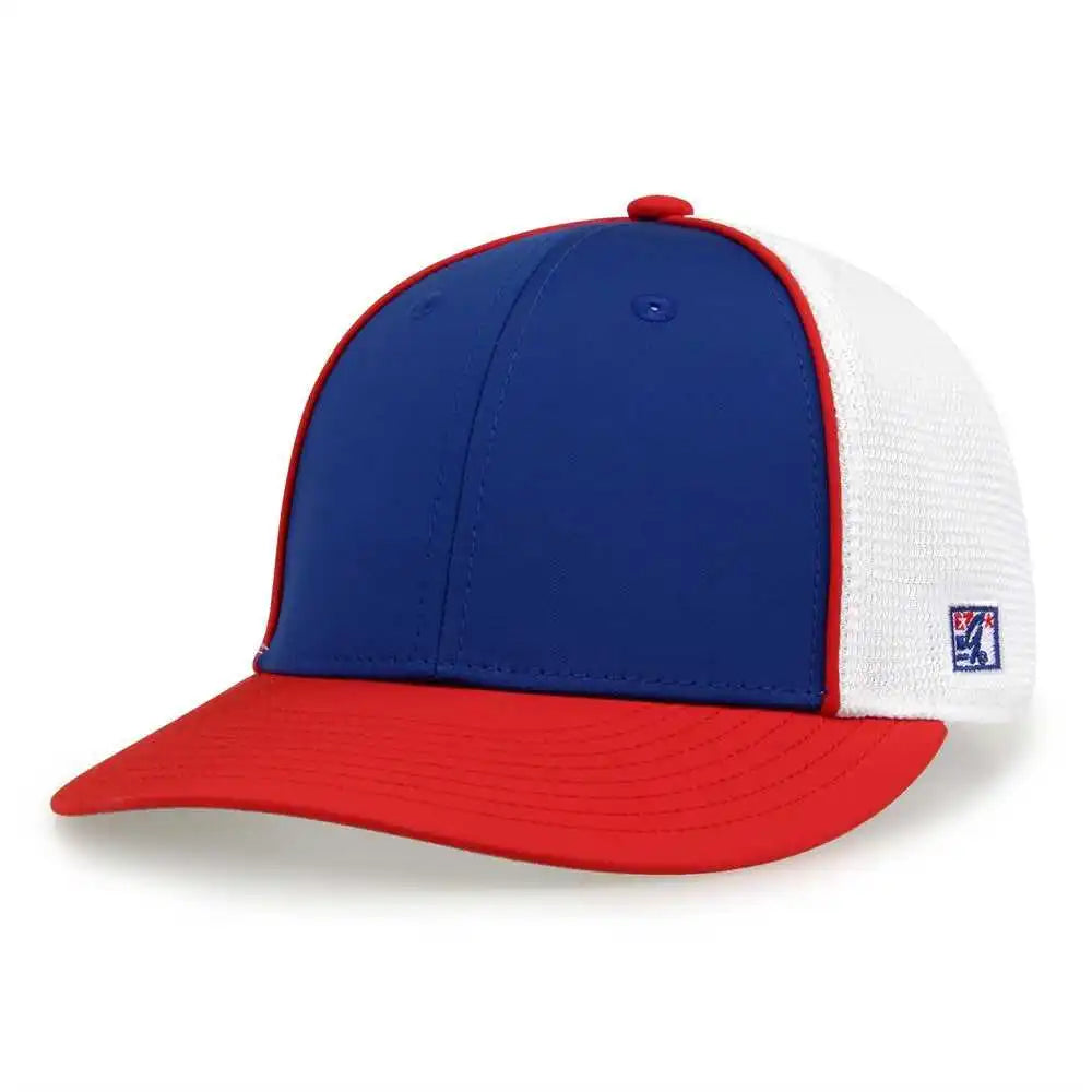 The Game Gb483p on Field Gamechanger with Piping &amp; Diamond Mesh Cap Royal Red