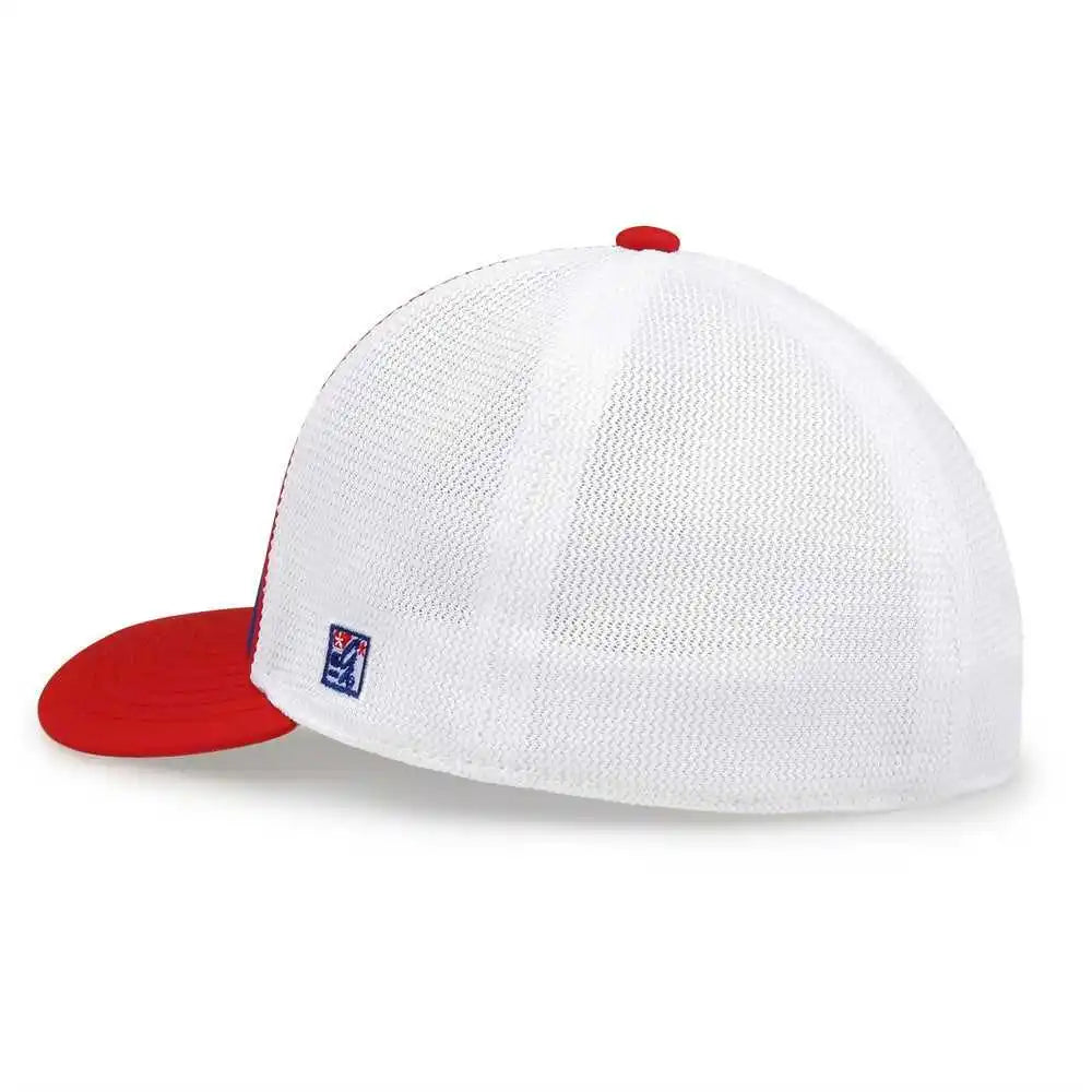 The Game Gb483p on Field Gamechanger with Piping &amp; Diamond Mesh Cap Royal Red