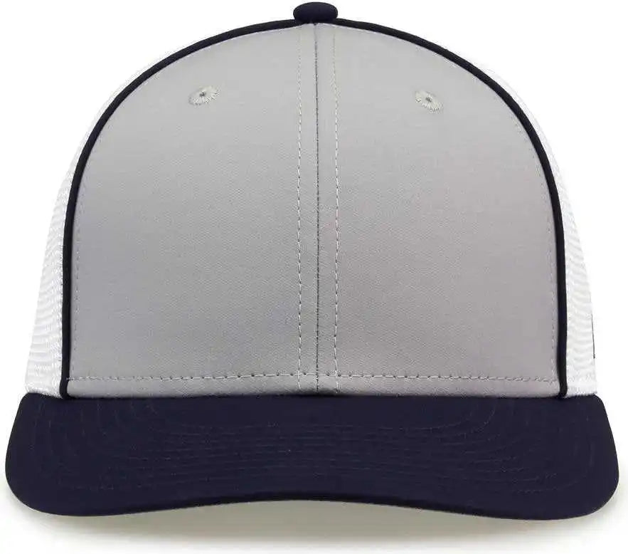The Game Gb483p on Field Gamechanger with Piping &amp; Diamond Mesh Cap Grey Navy