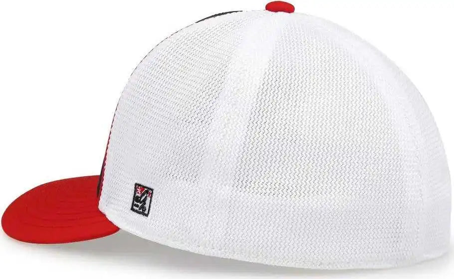 The Game Gb483p on Field Gamechanger with Piping &amp; Diamond Mesh Cap Black Red