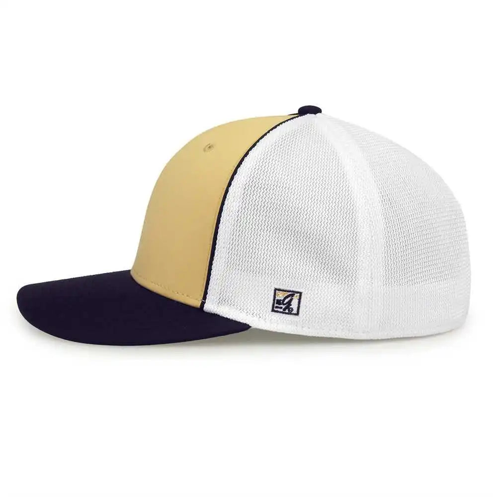 The Game Gb483p on Field Gamechanger with Piping &amp; Diamond Mesh Cap Vegas Gold Navy