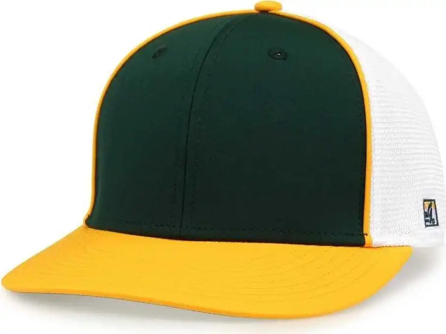 The Game Gb483p on Field Gamechanger with Piping & Diamond Mesh Cap Dark Green Gold Forest / 6 1/2’’ 3/4’’