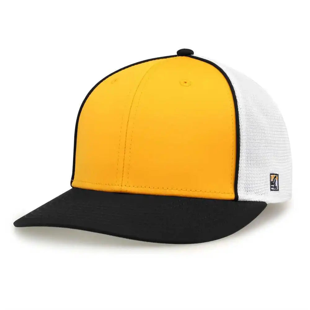 The Game Gb483p on Field Gamechanger with Piping &amp; Diamond Mesh Cap Athletic Gold Black