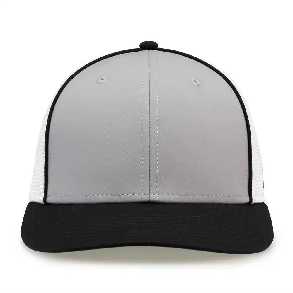 The Game Gb483p on Field Gamechanger with Piping &amp; Diamond Mesh Cap Grey Black