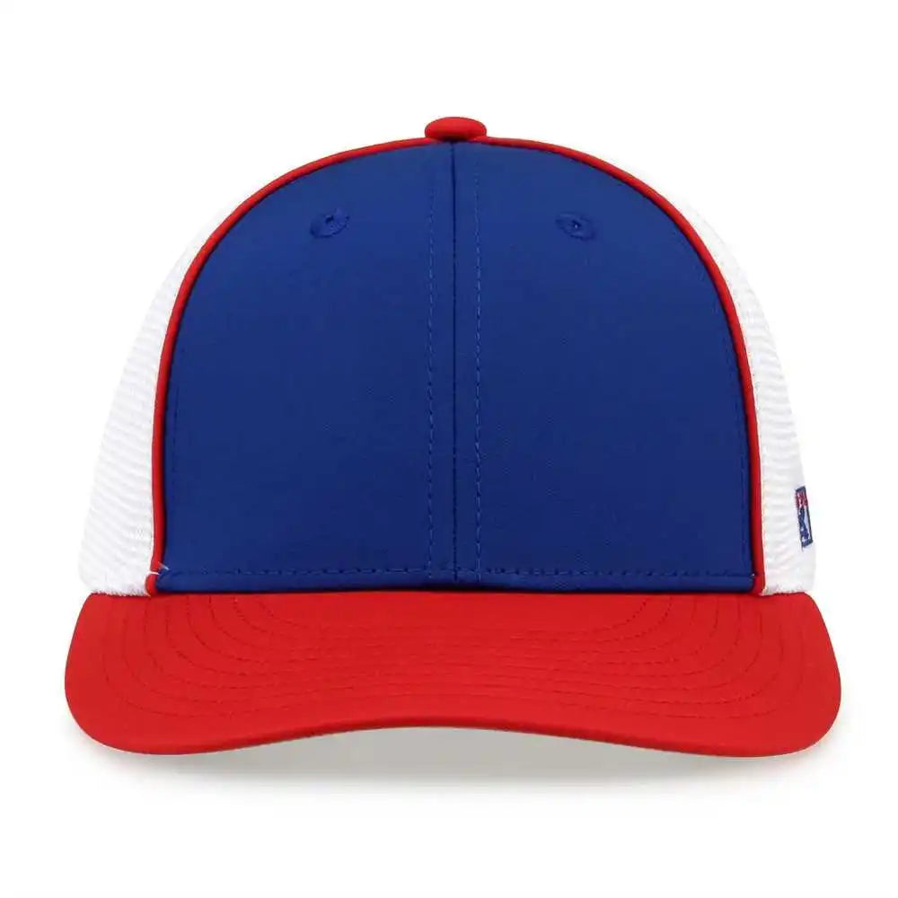 The Game Gb483p on Field Gamechanger with Piping &amp; Diamond Mesh Cap Royal Red