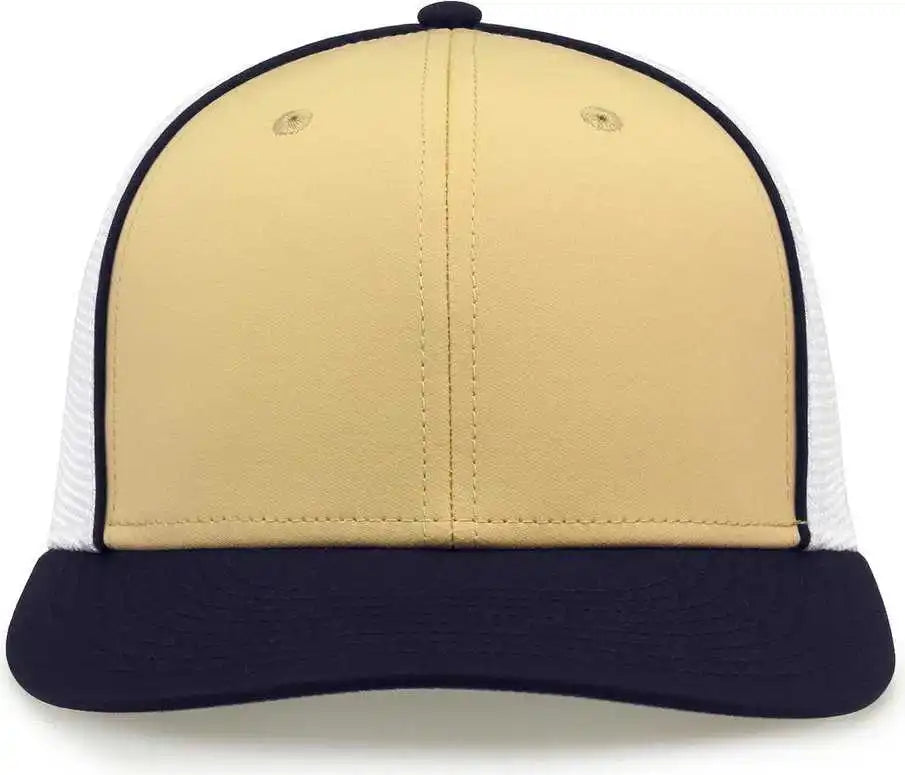 The Game Gb483p on Field Gamechanger with Piping & Diamond Mesh Cap Vegas Gold Navy / 6 1/2’’ 3/4’’