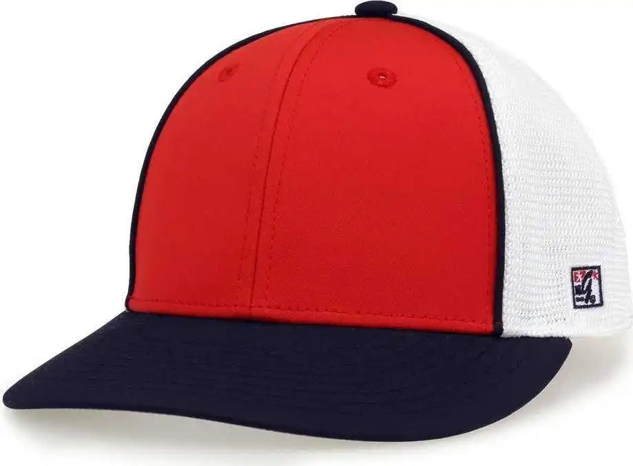 The Game Gb483p on Field Gamechanger with Piping &amp; Diamond Mesh Cap Red Navy / 6 1/2’’ 3/4’’