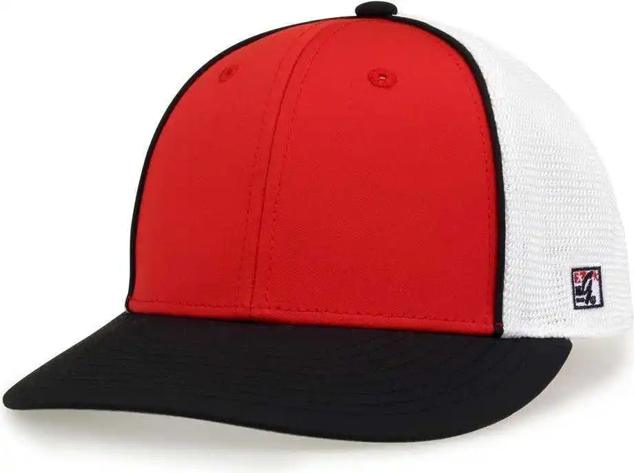 The Game Gb483p on Field Gamechanger with Piping &amp; Diamond Mesh Cap Red Black / 6 1/2’’ 3/4’’