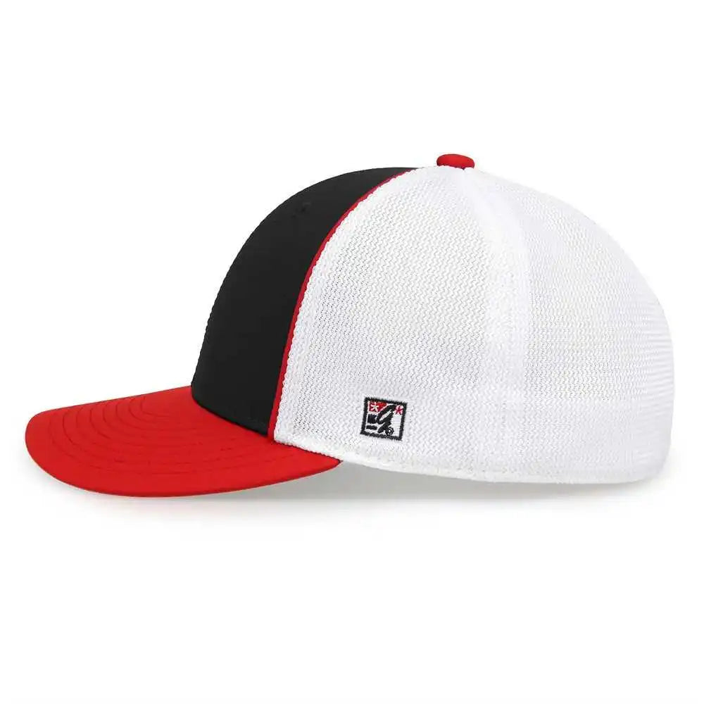 The Game Gb483p on Field Gamechanger with Piping &amp; Diamond Mesh Cap Black Red