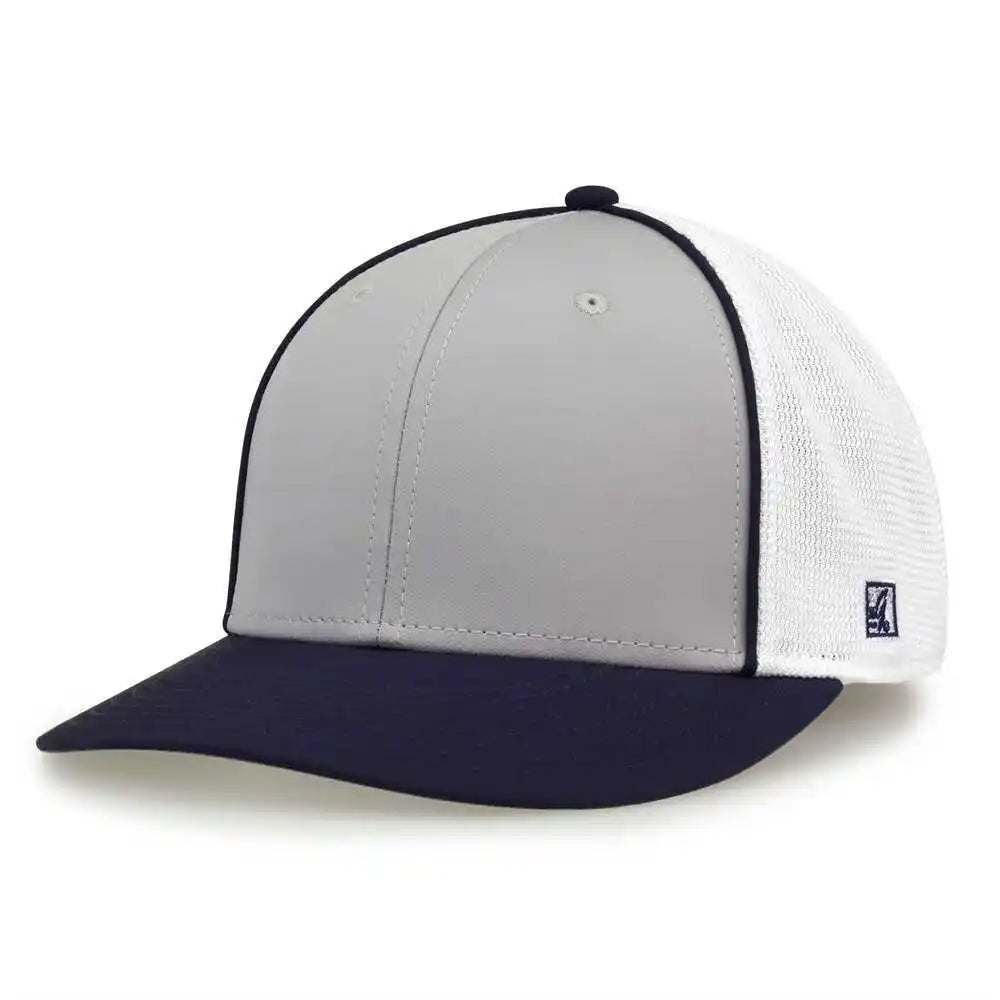 The Game Gb483p on Field Gamechanger with Piping &amp; Diamond Mesh Cap Grey Navy