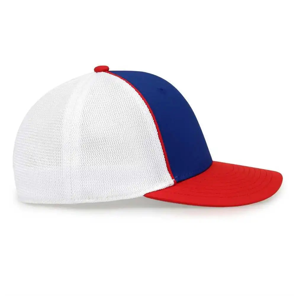 The Game Gb483p on Field Gamechanger with Piping &amp; Diamond Mesh Cap Royal Red