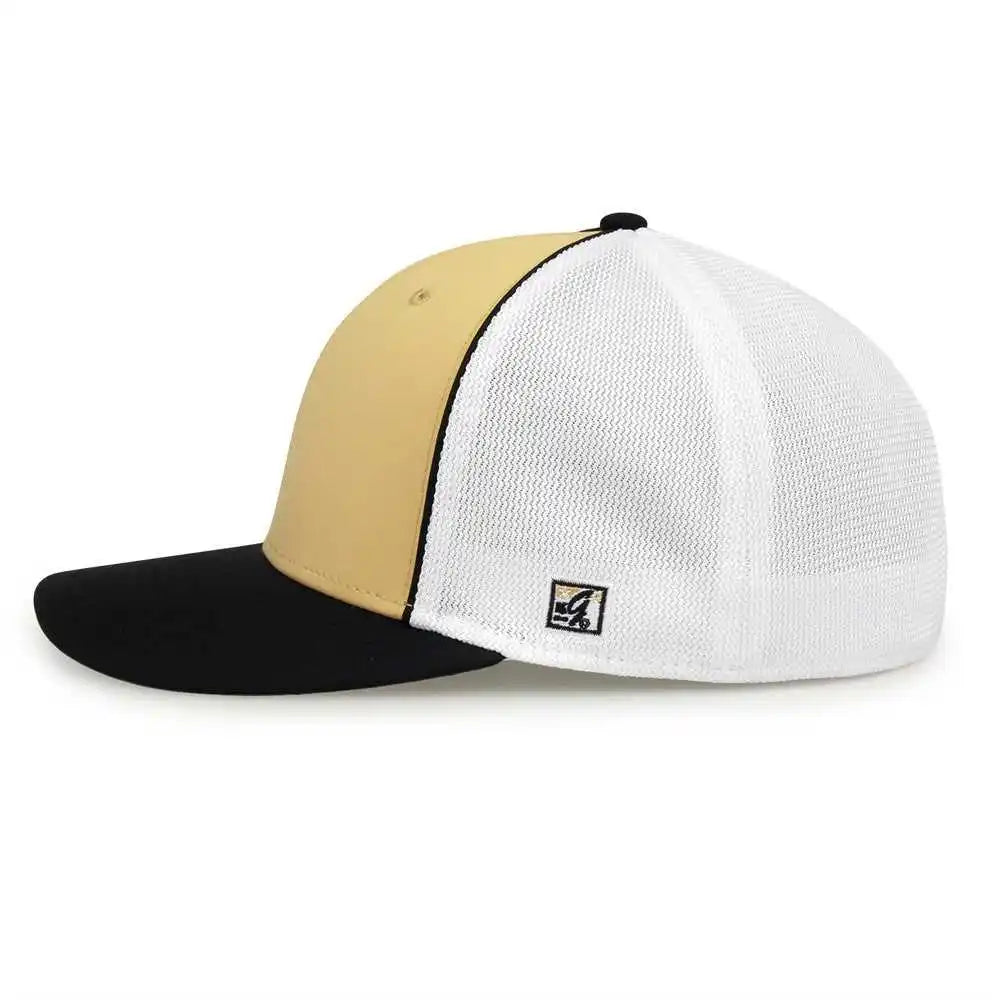 The Game Gb483p on Field Gamechanger with Piping &amp; Diamond Mesh Cap Vegas Gold Black