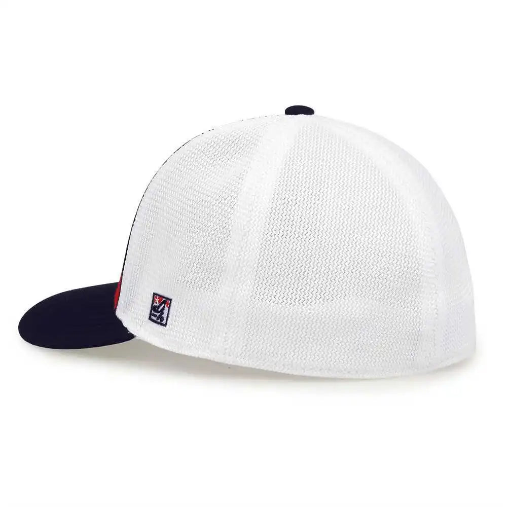 The Game Gb483p on Field Gamechanger with Piping &amp; Diamond Mesh Cap Red Navy