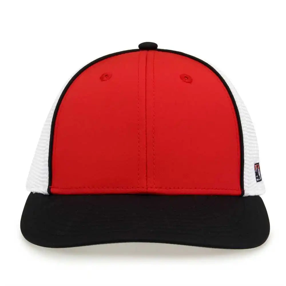 The Game Gb483p on Field Gamechanger with Piping &amp; Diamond Mesh Cap Red Black