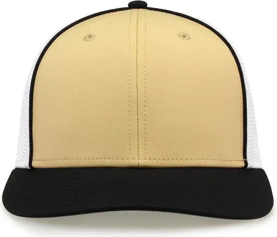 The Game Gb483p on Field Gamechanger with Piping & Diamond Mesh Cap Vegas Gold Black / 6 1/2’’ 3/4’’