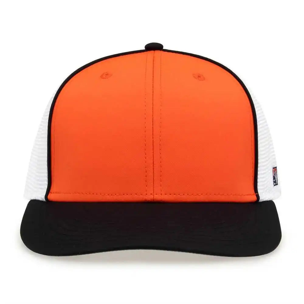 The Game Gb483p on Field Gamechanger with Piping &amp; Diamond Mesh Cap Orange Black