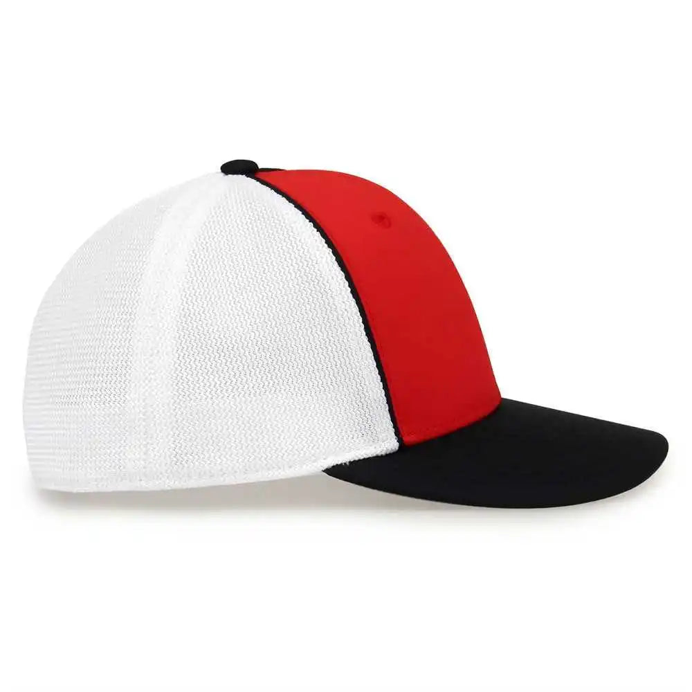 The Game Gb483p on Field Gamechanger with Piping &amp; Diamond Mesh Cap Red Black