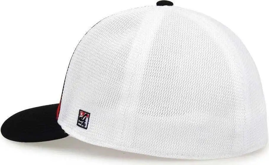 The Game Gb483p on Field Gamechanger with Piping &amp; Diamond Mesh Cap Red Black