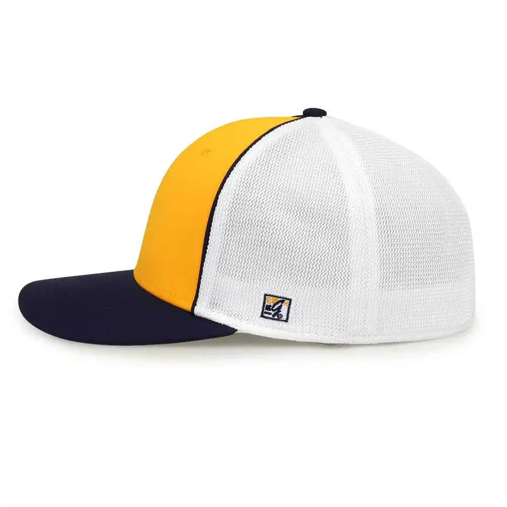 The Game Gb483p on Field Gamechanger with Piping &amp; Diamond Mesh Cap Athletic Gold Navy