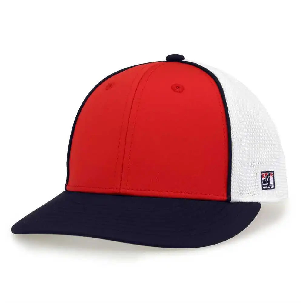 The Game Gb483p on Field Gamechanger with Piping &amp; Diamond Mesh Cap Red Navy
