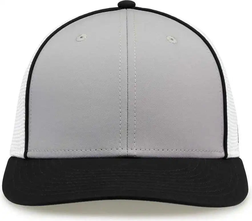 The Game Gb483p on Field Gamechanger with Piping &amp; Diamond Mesh Cap Grey Black