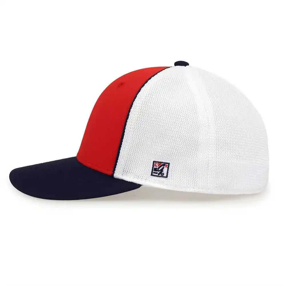 The Game Gb483p on Field Gamechanger with Piping &amp; Diamond Mesh Cap Red Navy