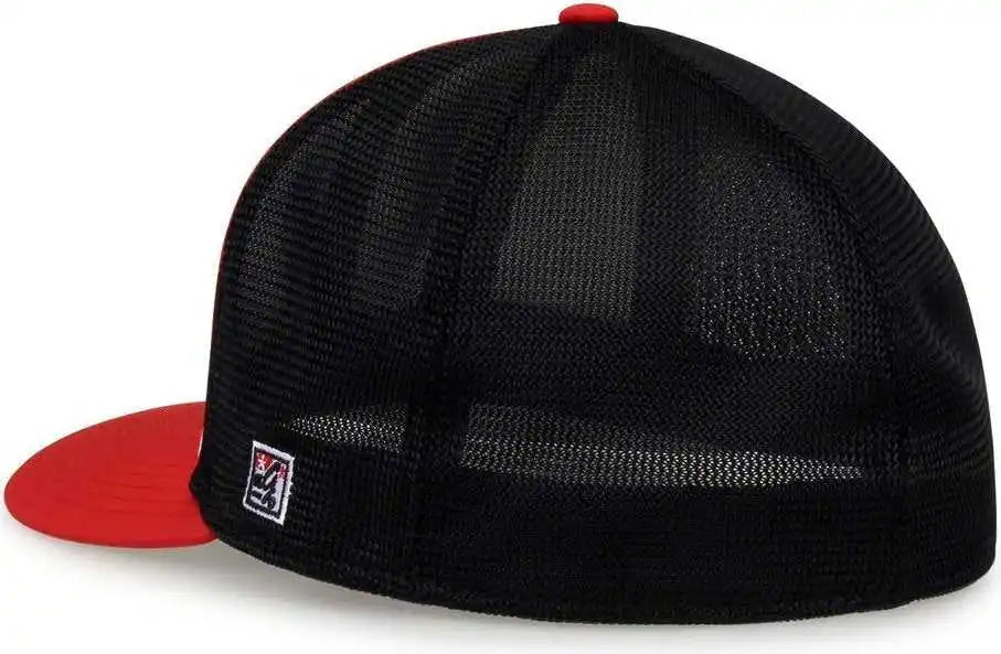 The Game Gb483p on Field Gamechanger with Piping &amp; Diamond Mesh Cap White Red Black