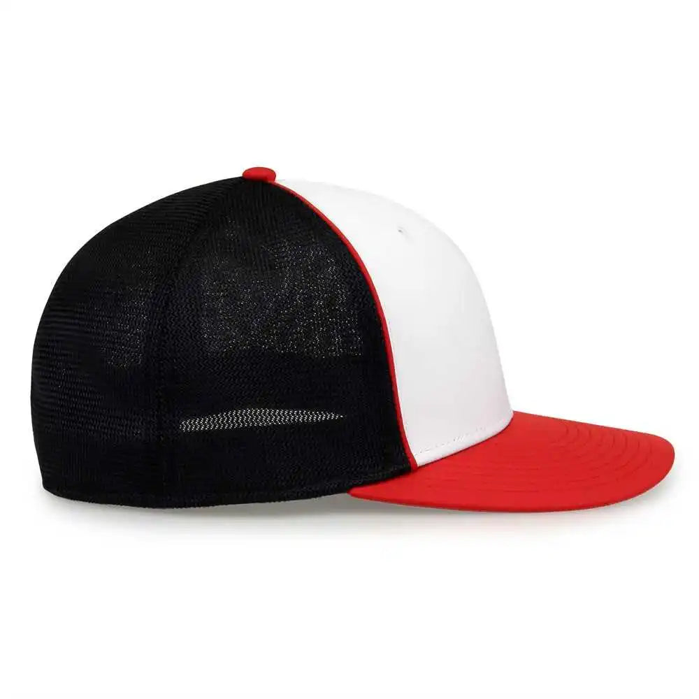 The Game Gb483p on Field Gamechanger with Piping &amp; Diamond Mesh Cap White Red Black