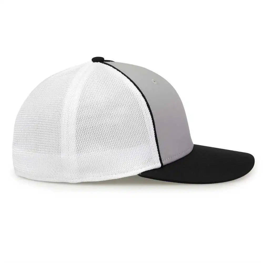 The Game Gb483p on Field Gamechanger with Piping &amp; Diamond Mesh Cap Grey Black