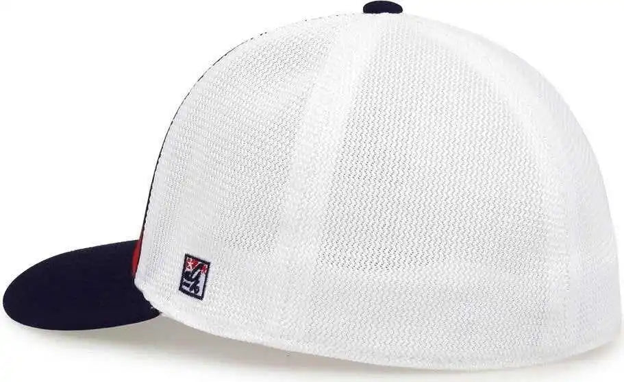 The Game Gb483p on Field Gamechanger with Piping &amp; Diamond Mesh Cap Red Navy