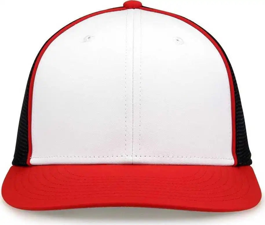 The Game Gb483p on Field Gamechanger with Piping & Diamond Mesh Cap White Red Black / 6 1/2’’ 3/4’’