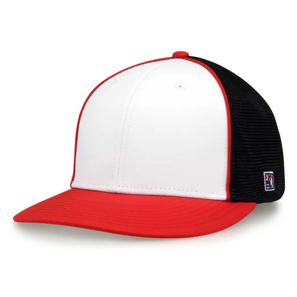 The Game Gb483p on Field Gamechanger with Piping &amp; Diamond Mesh Cap White Red Black