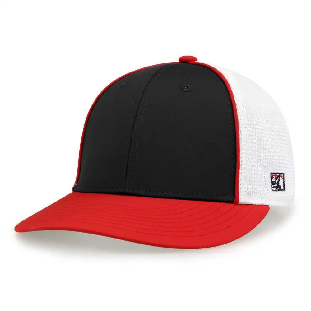 The Game Gb483p on Field Gamechanger with Piping &amp; Diamond Mesh Cap Black Red