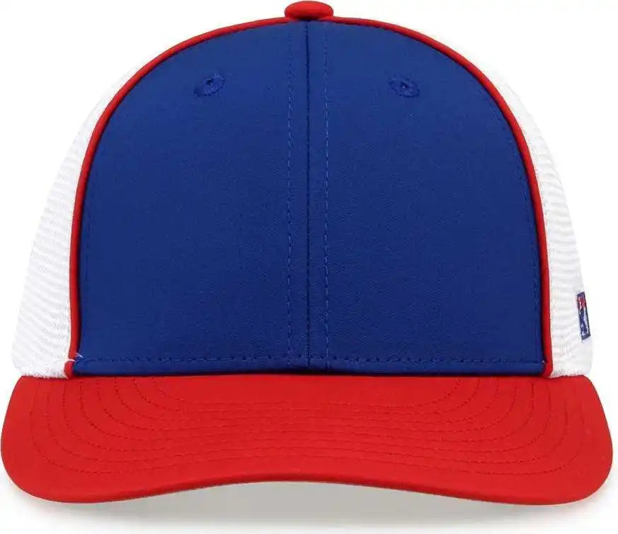 The Game Gb483p on Field Gamechanger with Piping &amp; Diamond Mesh Cap Royal Red