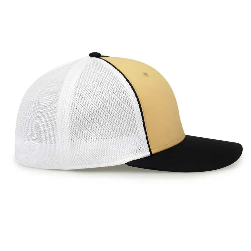 The Game Gb483p on Field Gamechanger with Piping &amp; Diamond Mesh Cap Vegas Gold Black