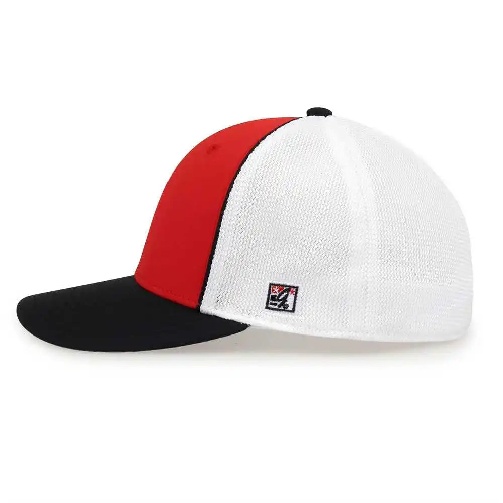 The Game Gb483p on Field Gamechanger with Piping &amp; Diamond Mesh Cap Red Black